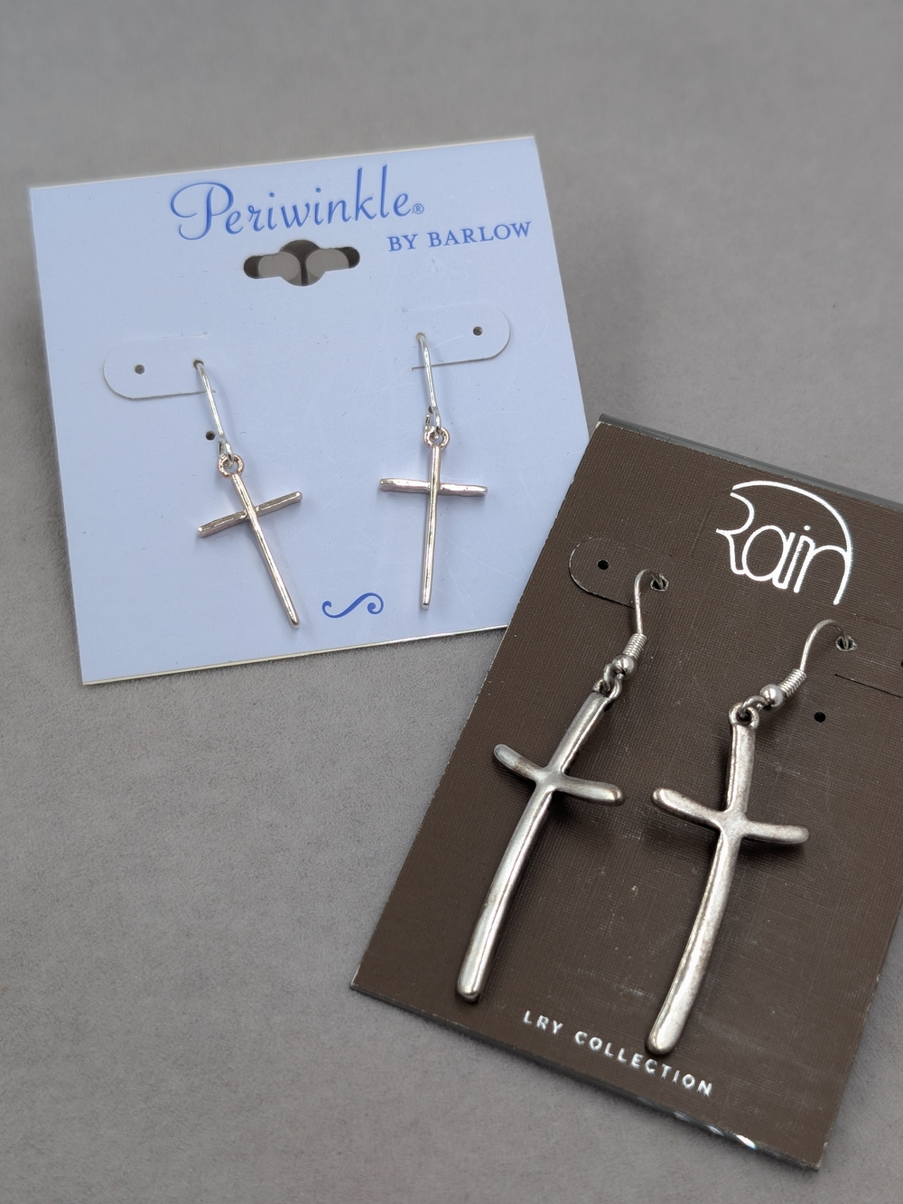 Periwinkle by Barlow & Rain Cross Dangle Earrings 2 Pair Silver Tone 1239